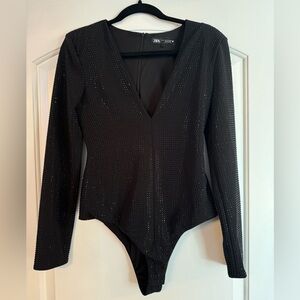 Zara Size M Black Party Bodysuit (Never Worn)